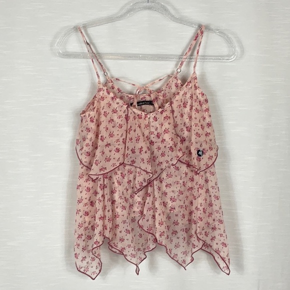 Abercrombie & Fitch Tops - Abercrombie & Fitch pink floral ruffle spaghetti strap